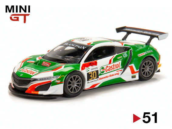 Mini GT 1:64 Honda NSX GT3 #30 24HR SPA Castrol (Green/White) #51 Limited Edition MGT00051