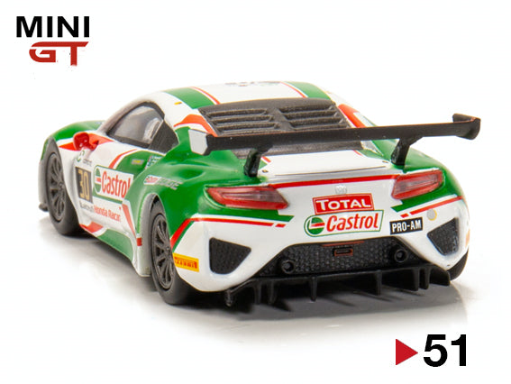 Mini GT 1:64 Honda NSX GT3 #30 24HR SPA Castrol (Green/White) #51 Limited Edition MGT00051