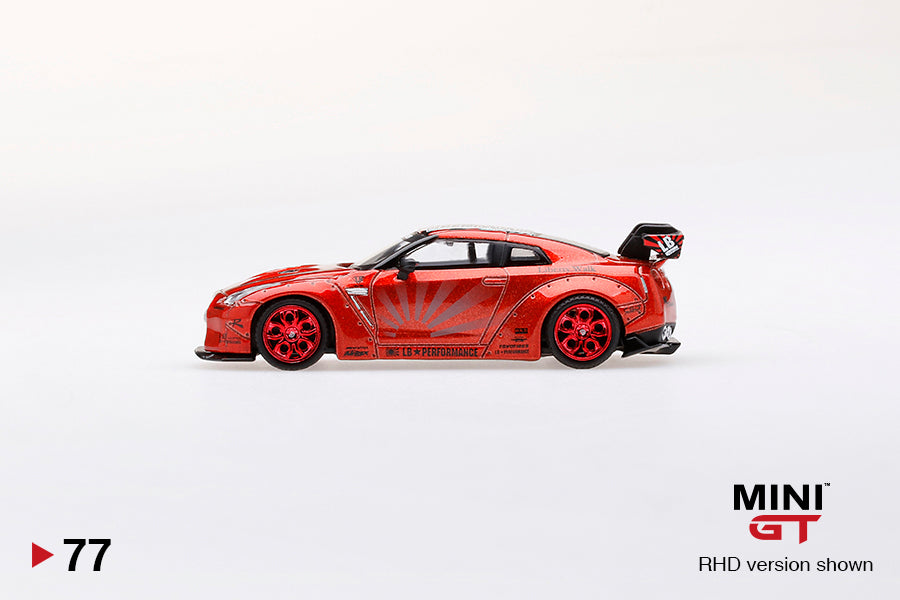 Mini GT 1:64 #77 LB Works Nissan GT-R R35 Type 1 Rear Wing Version 1+2 (Candy Red) LHD  Limited Edition mgt00077