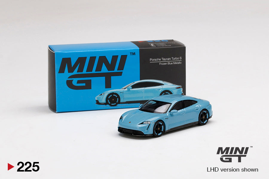 Mini GT 1:64 #225  Porsche Taycan Turbo S Frozen Blue Metallic Limited Edition mgt00225