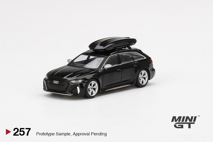 Mini GT 1:64 Audi RS6 Avant (Mythos Black) with Roof Box #257 Limited Edition mgt00257