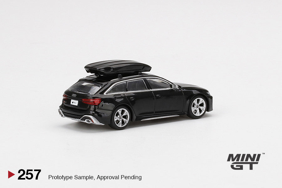 Mini GT 1:64 Audi RS6 Avant (Mythos Black) with Roof Box #257 Limited Edition mgt00257