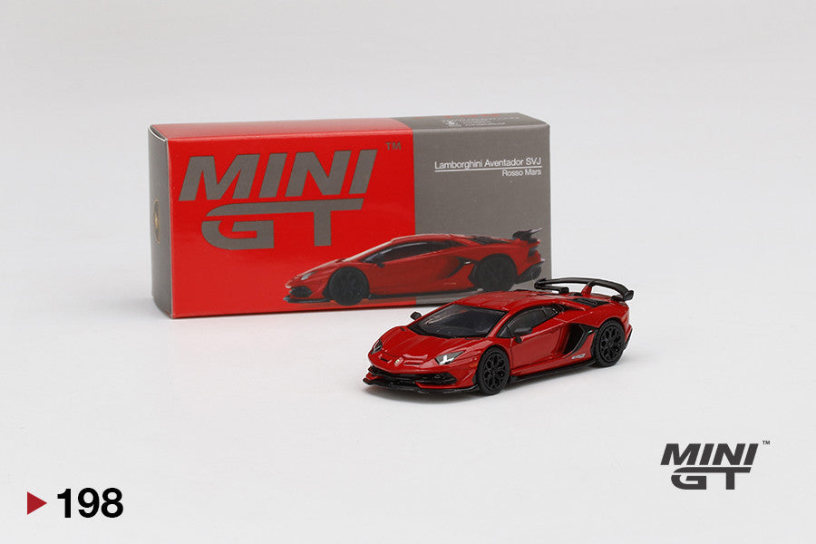 Mini GT 1:64 Lamborghini Aventador SVJ Rosso Mars #198 Limited Edition MGT00198