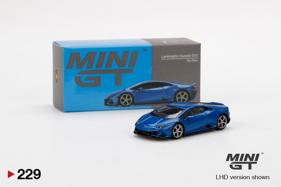 Mini GT 1:64 #229 Lamborghini Huracán EVO Blue Eleos Limited Edition mgt00229