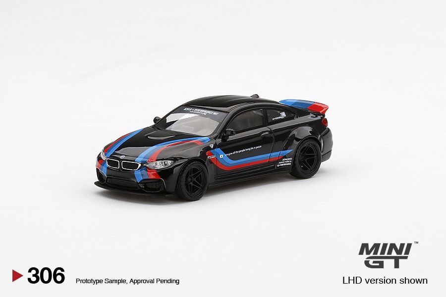 1/64 Mini GT #306 Mijo Exclusives World Wide LB★WORKS BMW M4 Black W/ M Stripe Limited Edition mgt00306