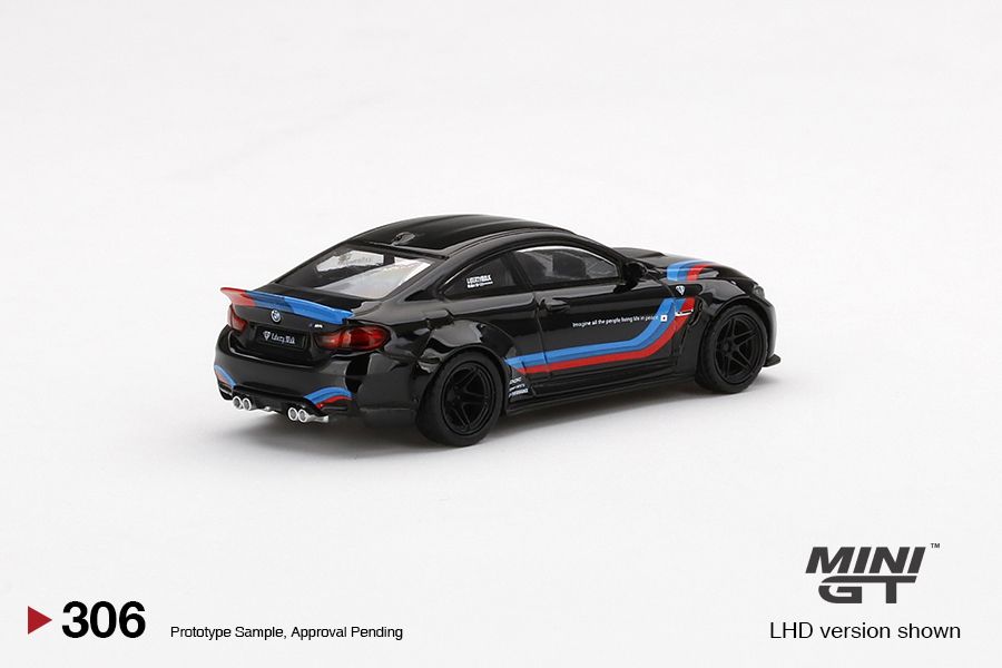 1/64 Mini GT #306 Mijo Exclusives World Wide LB★WORKS BMW M4 Black W/ M Stripe Limited Edition mgt00306