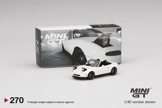 1:64 Mini GT #270 Taiwan Fred's Garage Special Exclusive Mazda Miata MX-5 (NA) Tuned Version Classic White Limited Edition mgt00270