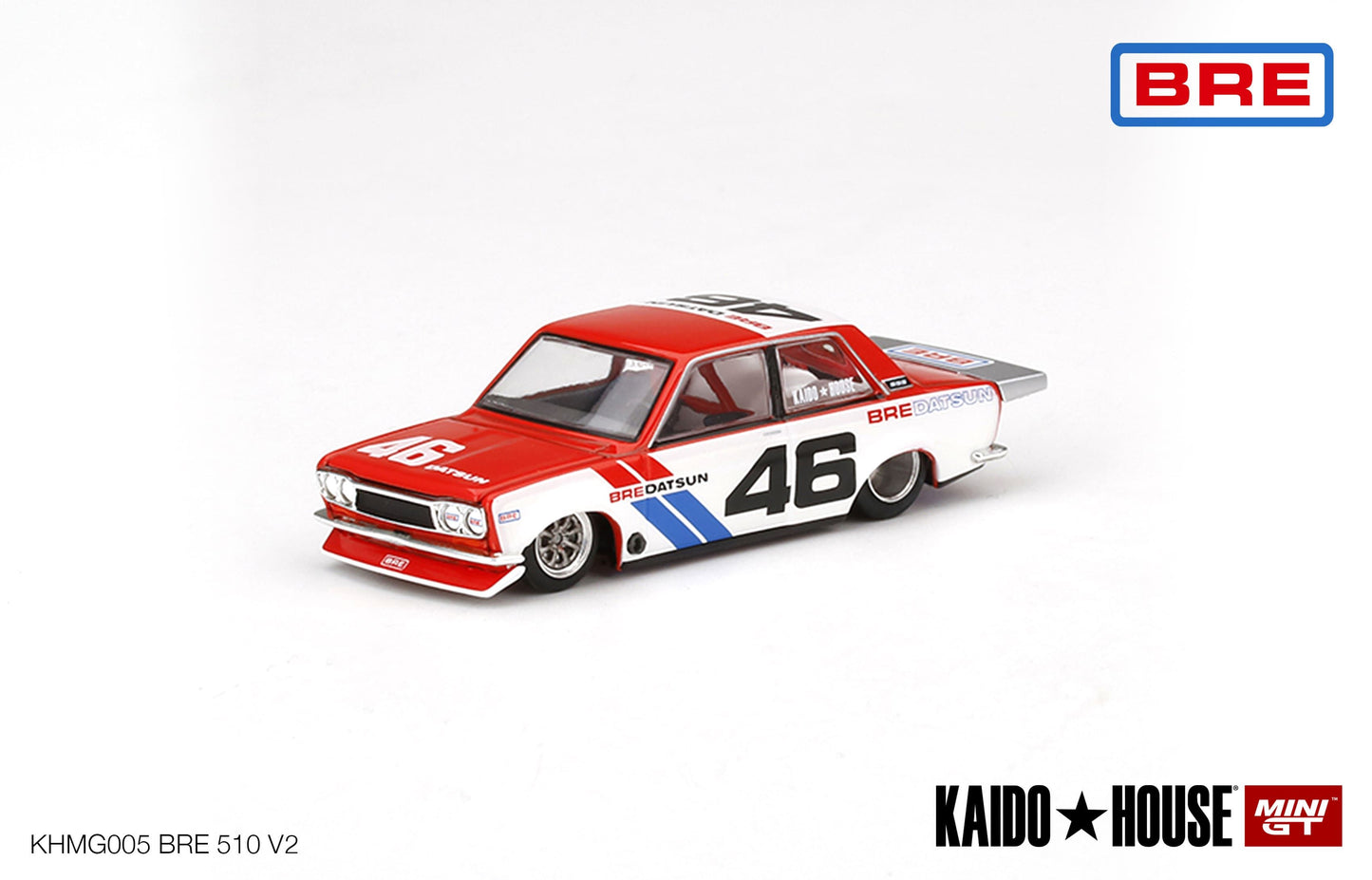 1/64 Kaido House x Mini GT Datsun 510 Pro Street BRE #46 Version 2 Matte White Limited Edition KHMG006