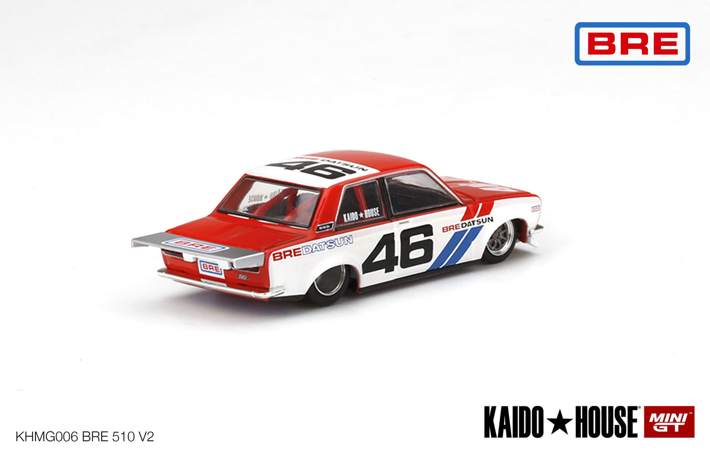 1/64 Kaido House x Mini GT Datsun 510 Pro Street BRE #46 Version 2 Matte White Limited Edition KHMG006