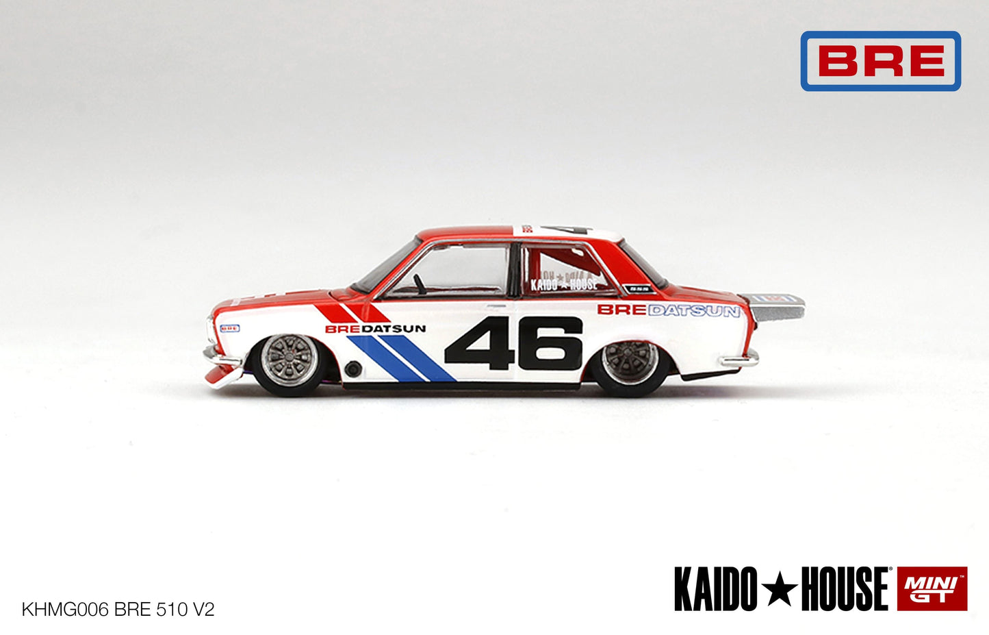 1/64 Kaido House x Mini GT Datsun 510 Pro Street BRE #46 Version 2 Matte White Limited Edition KHMG006