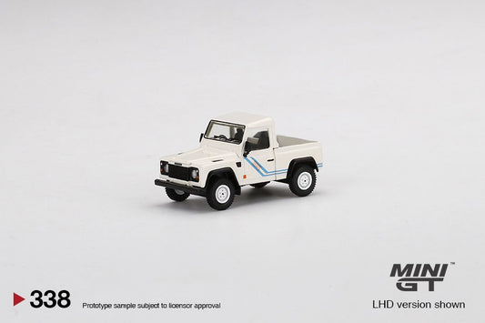 1/64 Mini GT #338 Land Rover Defender 90 Pickup White Limited Edition mgt00338