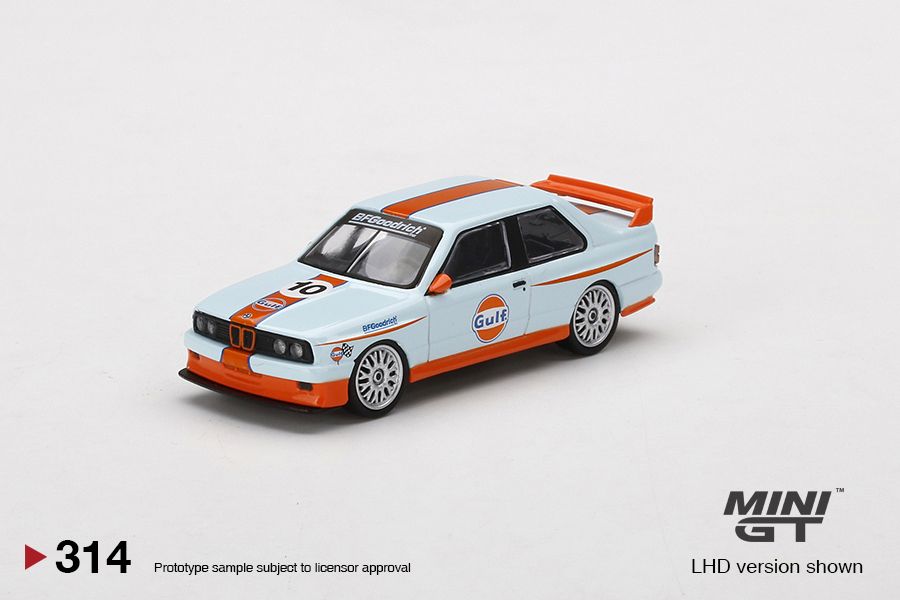 1/64 Mini GT #314 Mijo Exclusives World Wide BMW M3 E30 Gulf Livery Limited Edition mgt00314