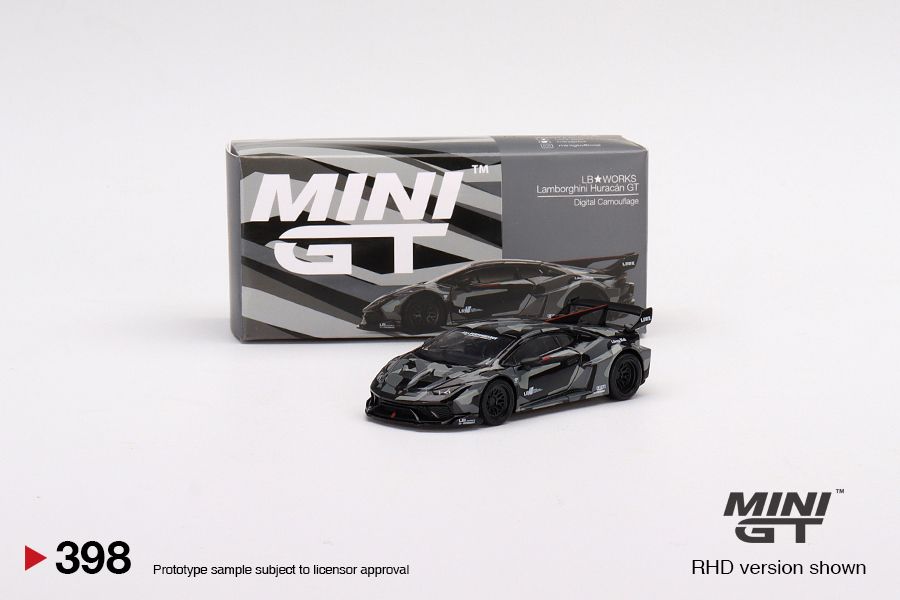 1/64 Mini GT #398 LB★WORKS Lamborghini Huracán GT Digital Camouflage Limited Edition mgt00398