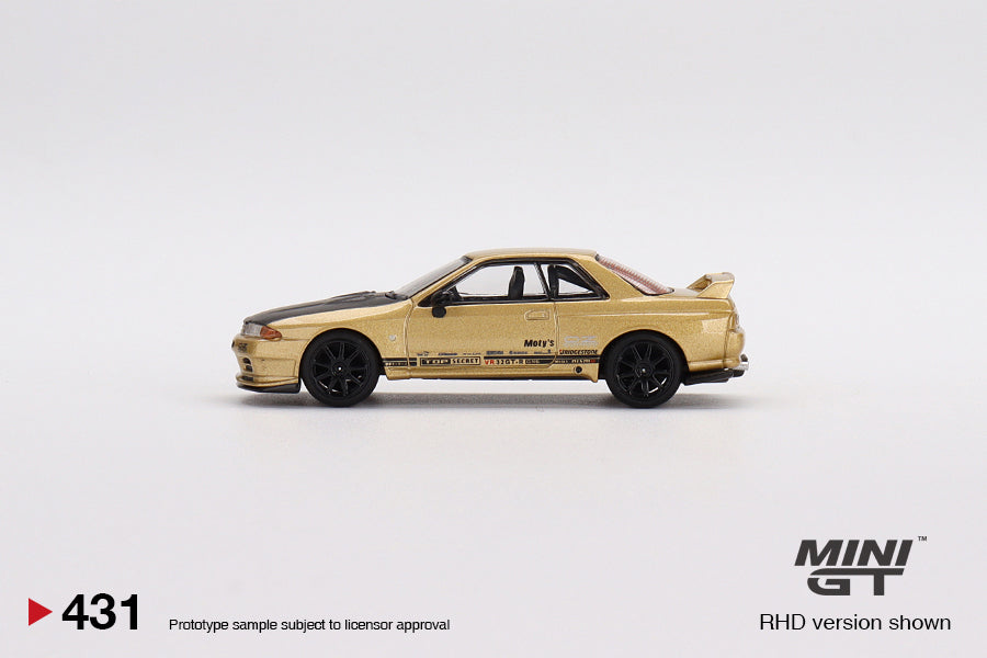 1:64 Mini GT #431  Japan Exclusive Top Secret Nissan Skyline GT-R VR32 Top Secret Gold Limited Edition  MGT00431