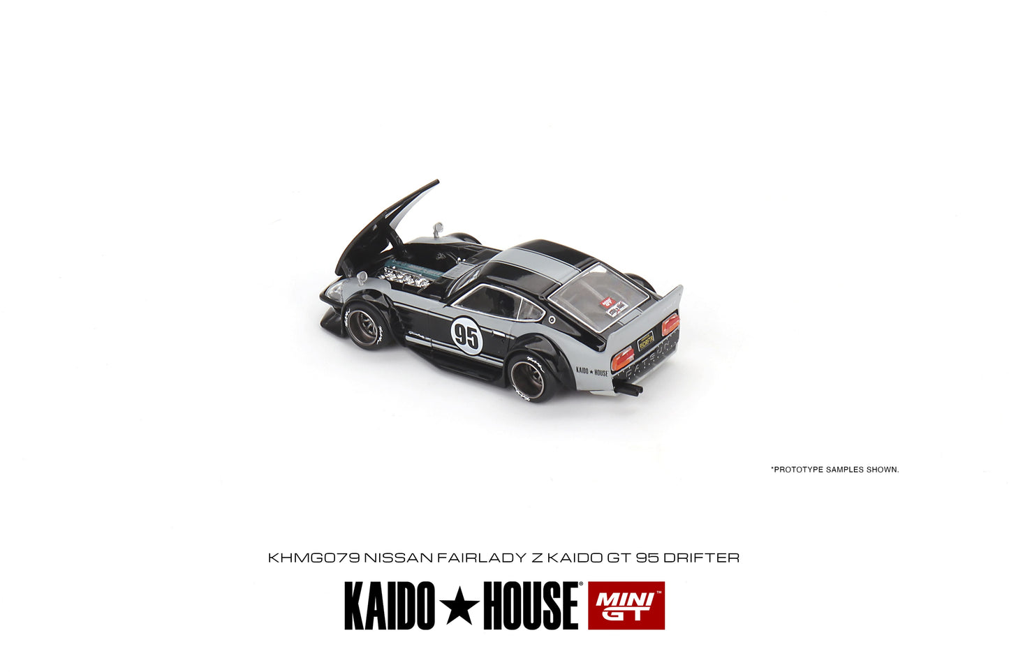 1:64 Mini GT  Kaido House 1:64 Nissan Fairlady Z Kaido GT 95 Drifter V1  Black Grey  Limited Edition KHMG079