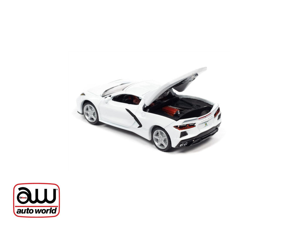 Auto World 1:64 Chevy Corvette C8 White Limited Edition AWSP065-24B