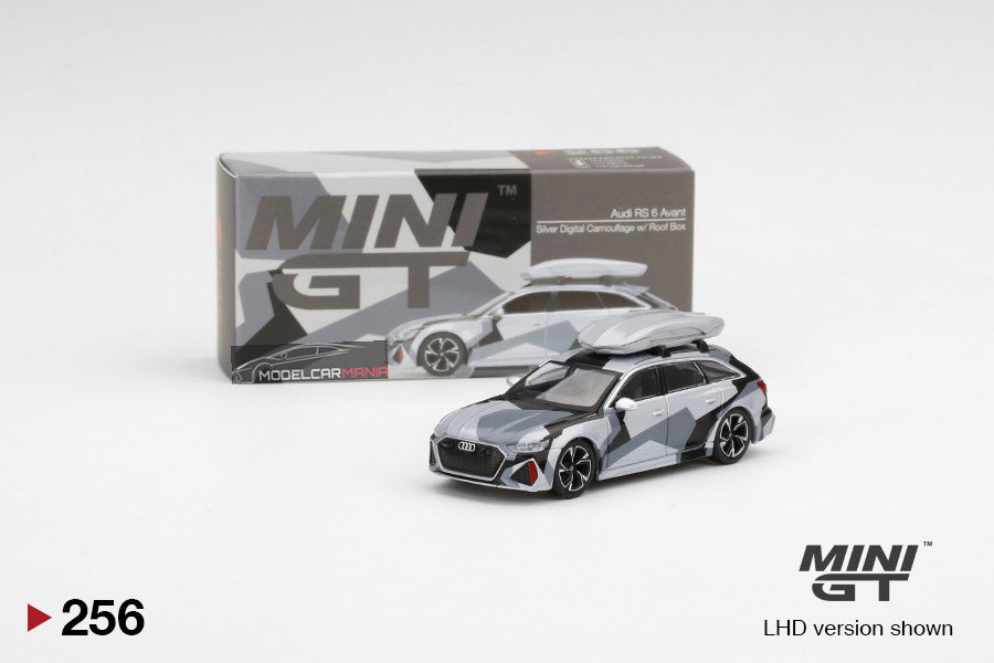 1:64 Mini GT #256 Audi RS 6 Avant Silver Digital camouflage With Sky Box China Exclusive  Limited Edition MGT00256