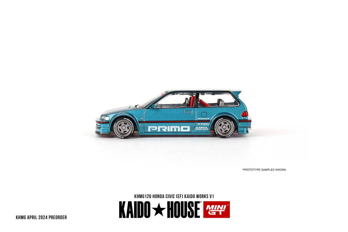 1/64 Kaido House x Mini GT Honda Civic (EF) Kaido Works V1 – Tahitian Green Limited Edition KHMG126