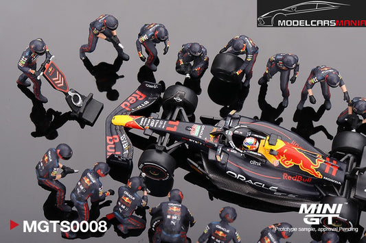 1/64 Mini GT Oracle Red Bull Racing RB18 #11 Sergio P. 2022 Abu Dhabi GP Pit Crew Set Limited Edition 5000 Set MGTS0008