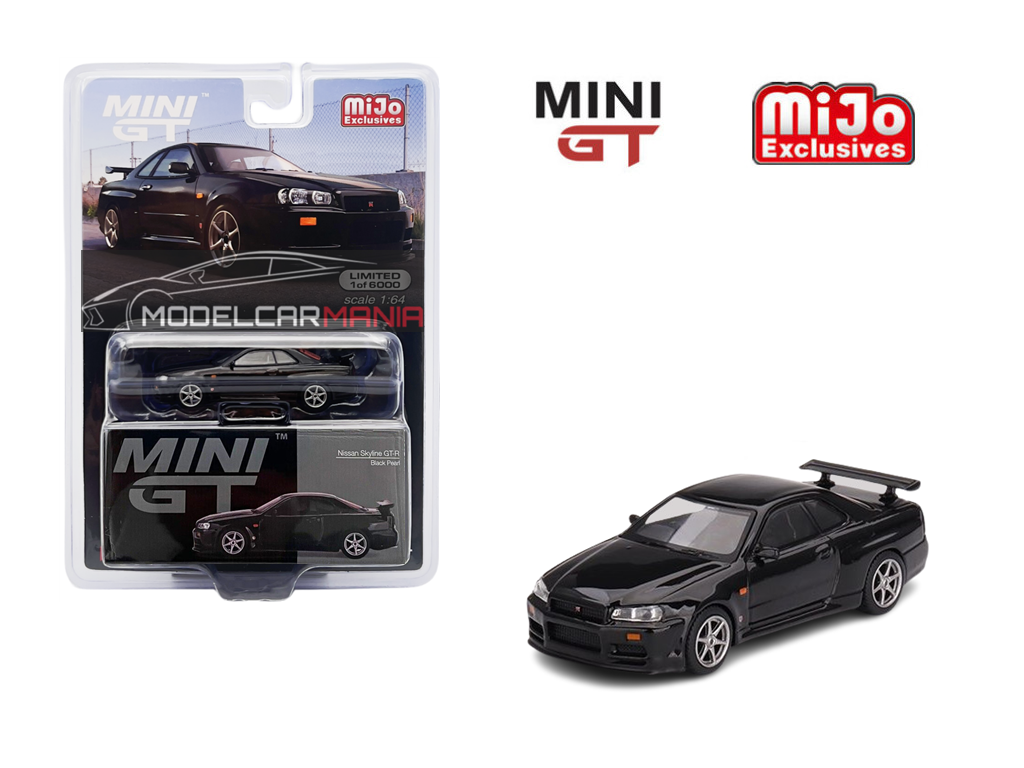 1/64 Mini GT #570 Nissan Skyline GT-R (R34) V-Spec – Black Pearl Limited Edition mgt00570