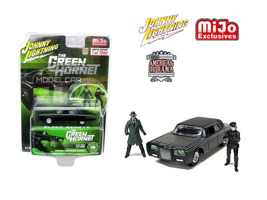 1:64 Johnny Lightning 1966 Imperial Crown Custom The Green Hornet Black Beauty w/ AD Figures of Green Hornet & Kato Limited Edition JLCP7374