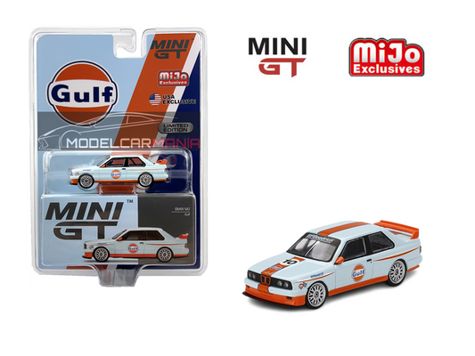 1/64 Mini GT #314 Mijo Exclusives World Wide BMW M3 E30 Gulf Livery Limited Edition mgt00314