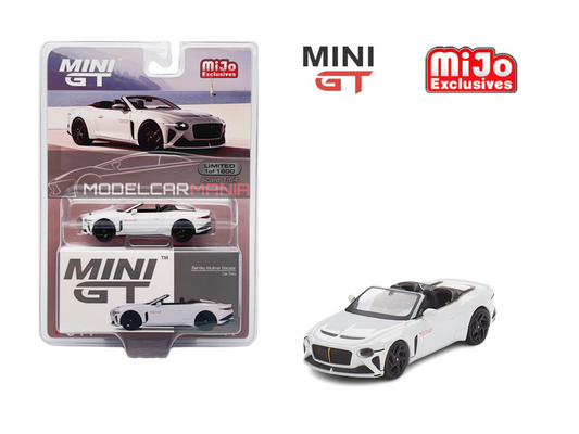 1/64 Mini GT #544 Bentley Mulliner Bacalar Car Zero White Limited Edition mgt00544