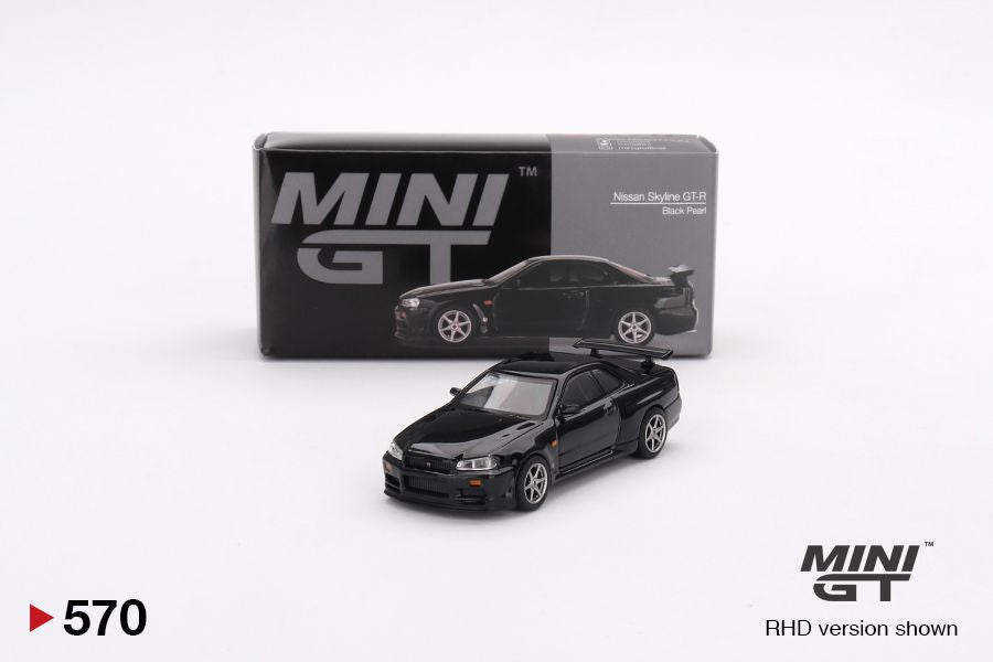 1/64 Mini GT #570 Nissan Skyline GT-R (R34) V-Spec – Black Pearl Limited Edition mgt00570