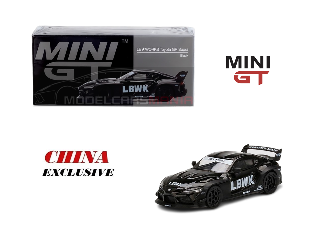 1/64 Mini GT #236 LB★WORKS Toyota GR Supra Black RHD China Exclusive Limited Edition mgt00236