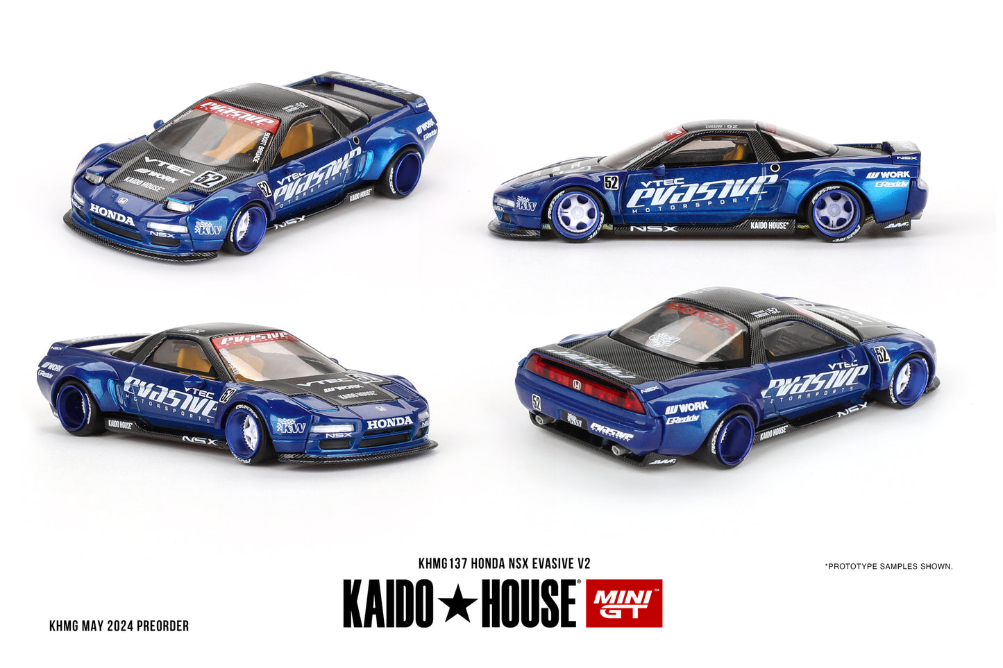 1/64 Kaido House x Mini GT Honda NSX Evasive V2 – Blue Limited Edition KHMG137