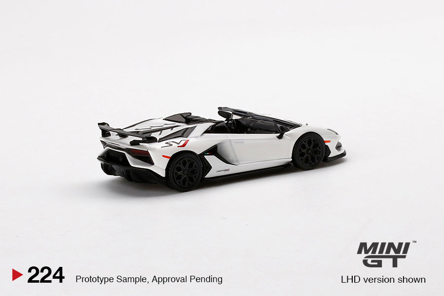 Mini GT 1:64  Lamborghini Aventador SVJ Roadster Bianco Canopus #224 Limited Edition MGT00224