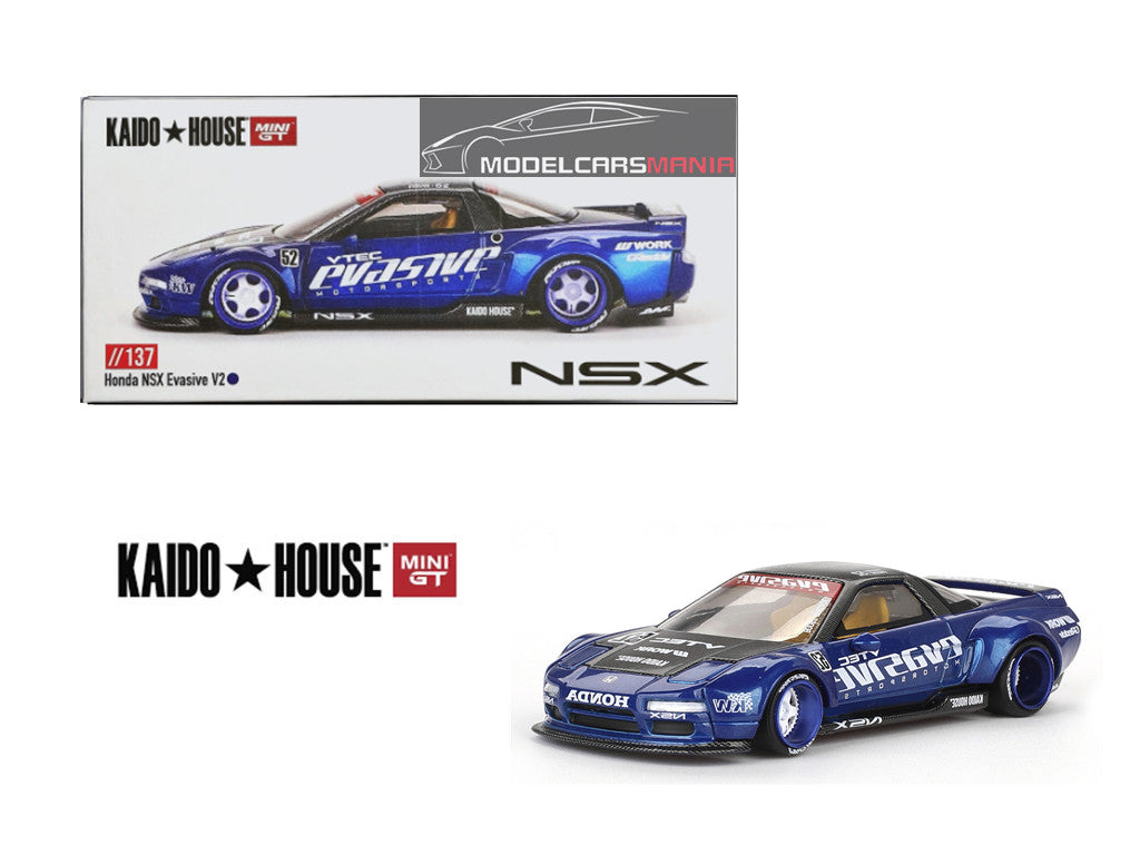 1/64 Kaido House x Mini GT Honda NSX Evasive V2 – Blue Limited Edition KHMG137