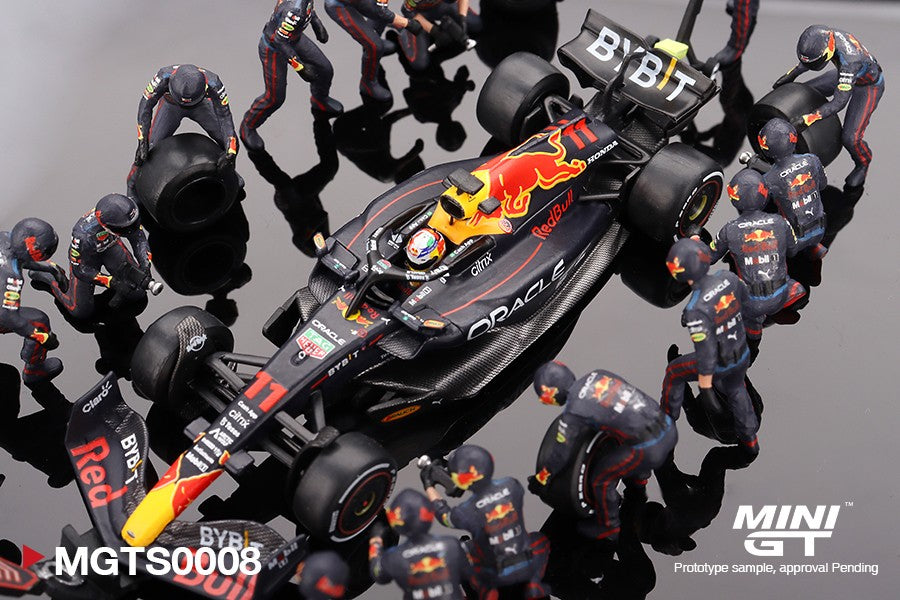 1/64 Mini GT Oracle Red Bull Racing RB18 #11 Sergio P. 2022 Abu Dhabi GP Pit Crew Set Limited Edition 5000 Set MGTS0008