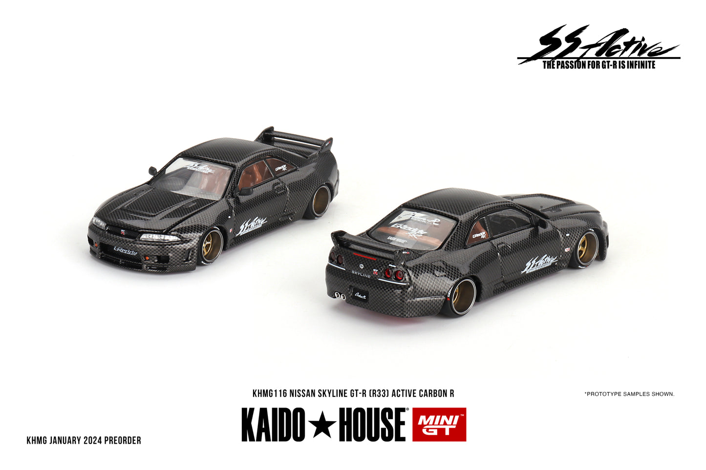 1/64 Kaido House x Mini GT Nissan Skyline GT-R (R33) Active Carbon R Limited Edition KHMG116