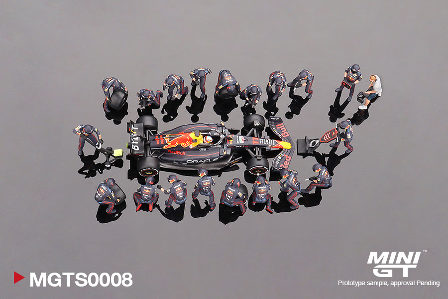 1/64 Mini GT Oracle Red Bull Racing RB18 #11 Sergio P. 2022 Abu Dhabi GP Pit Crew Set Limited Edition 5000 Set MGTS0008