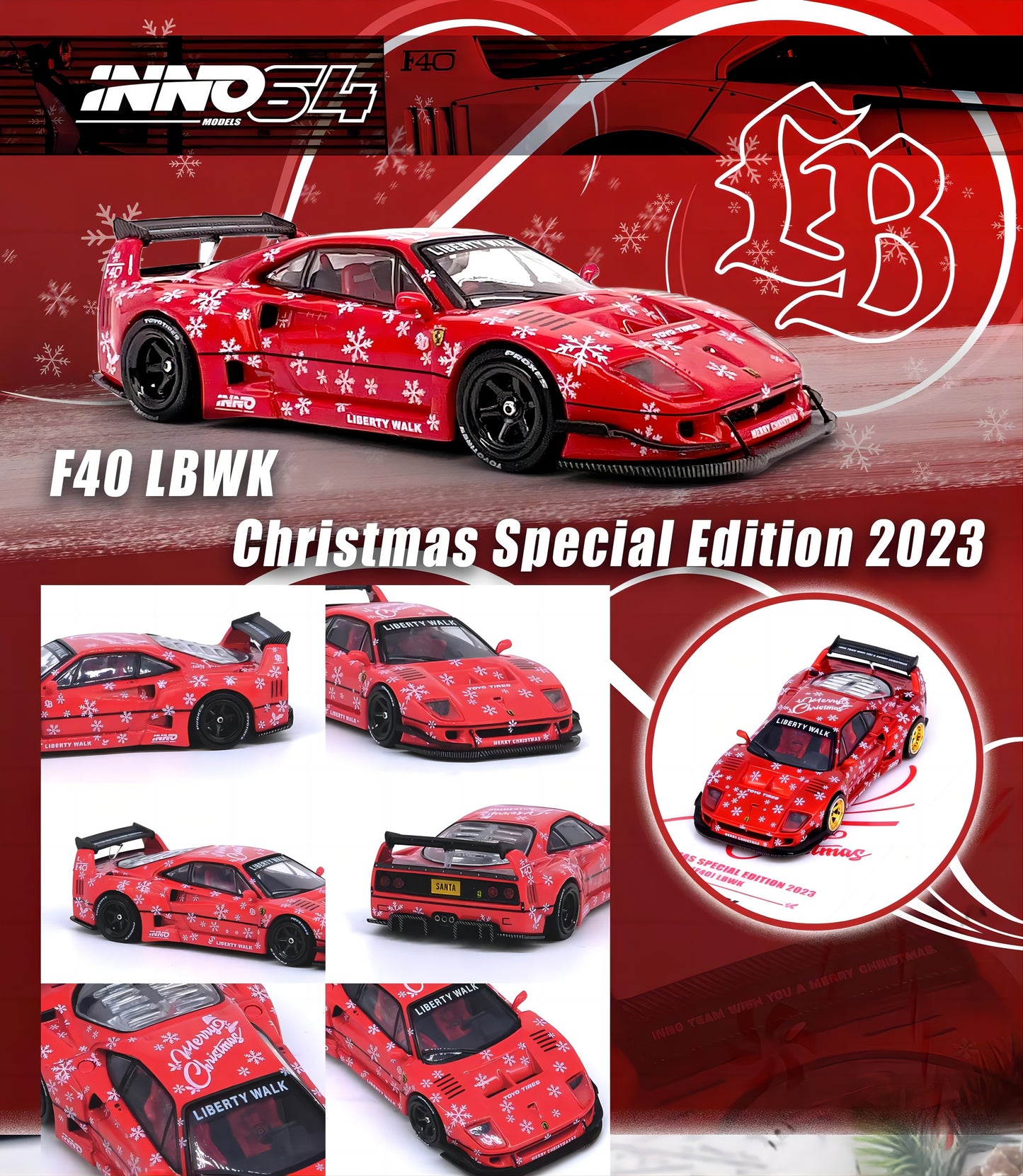 INNO64 1:64 LBWK F40 X'MAS 2023 Specia Edition IN64-LBWKF40-XMAS23