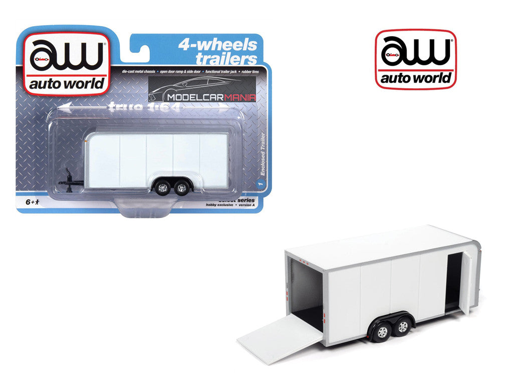 Auto World 1:64 Enclosed Trailer White Limited Edition AWSP072-24A