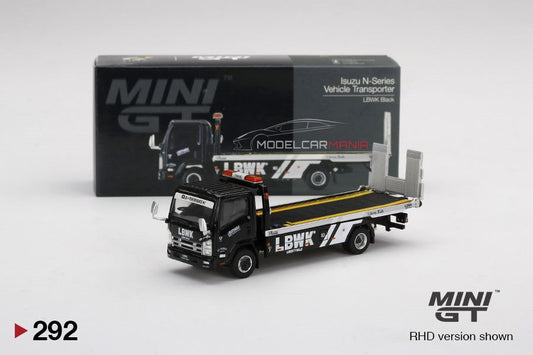 1/64 Mini GT #292 Isuzu N-Series Vehicles Flatbed Car Transport LBWK Black Limited Edition mgt00292