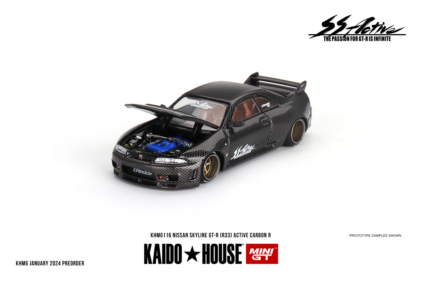 1/64 Kaido House x Mini GT Nissan Skyline GT-R (R33) Active Carbon R Limited Edition KHMG116