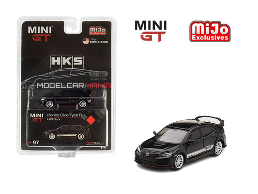 1/64 Mini GT #97 Honda Civic Type R ( HKS ) Black Limited Edition mgt00097