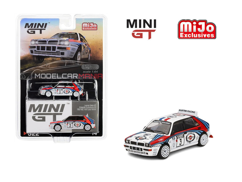 1/64 Mini GT #322 Lancia Delta HF Intergrale Evoluzione 1992 Rally 1000 Lakes Winner #3 Limited Edition mgt00322