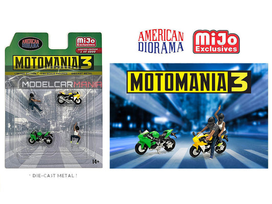 American Diorama 1:64 Moto Mania 3 Figure & Bike Set Limited Edition AD-76499MJ