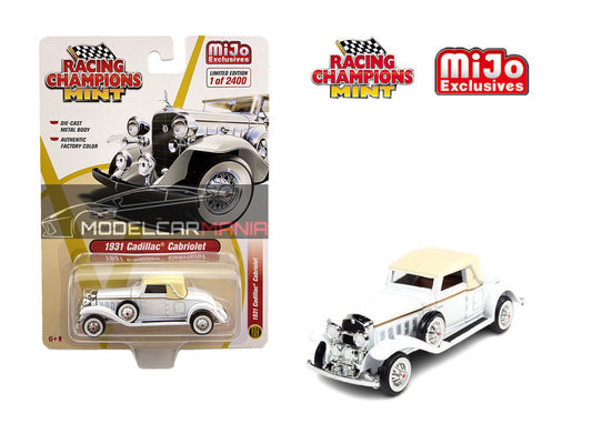 1/64 Racing Champions 1931 Cadillac Cabriolet White Limited Edition RCCP1008