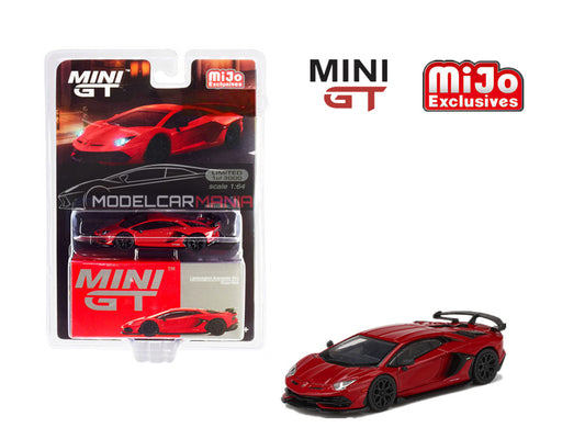 Mini GT 1:64 Lamborghini Aventador SVJ Rosso Mars #198 Limited Edition MGT00198