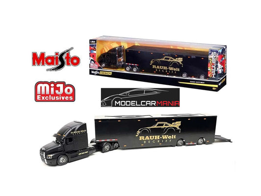 Maisto 1:64 Mijo Exclusive Design Custom Hauler Mack Anthem Enclosed Transporter Raugh-Welt Beg riff Black  12418-RWB