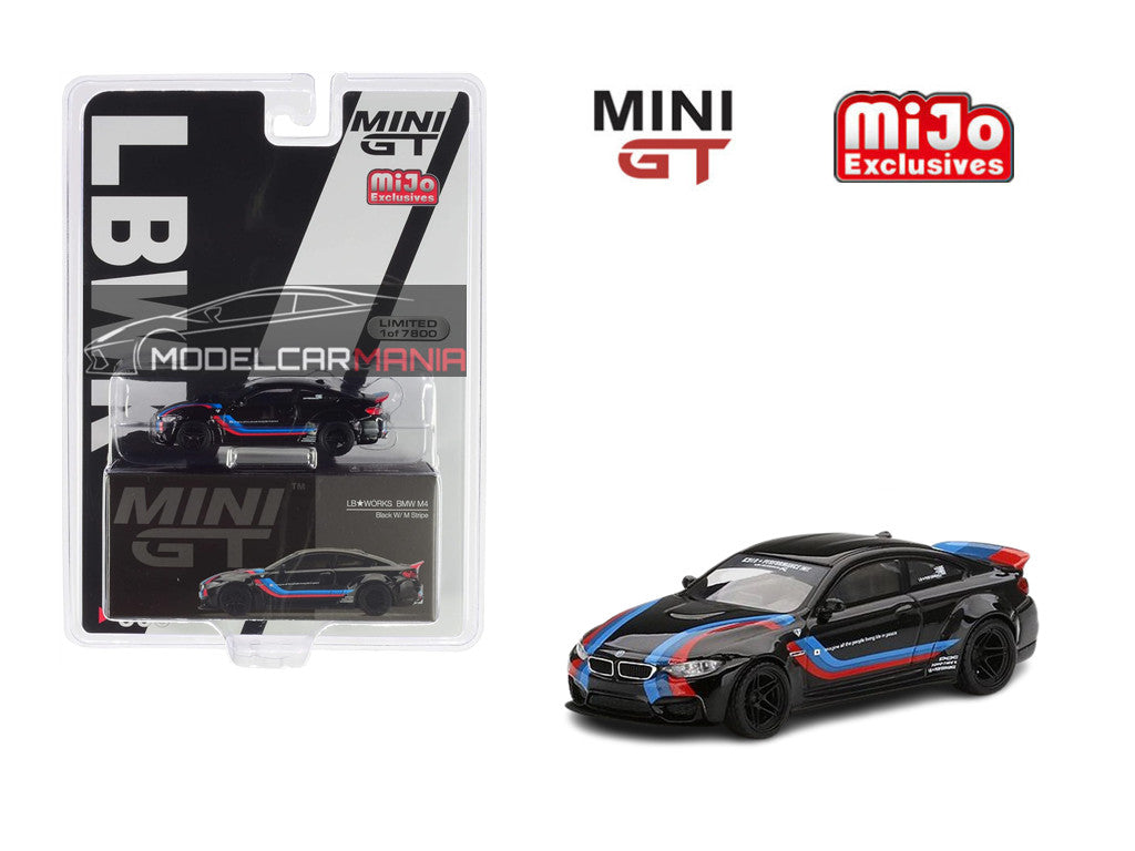 1/64 Mini GT #306 Mijo Exclusives World Wide LB★WORKS BMW M4 Black W/ M Stripe Limited Edition mgt00306