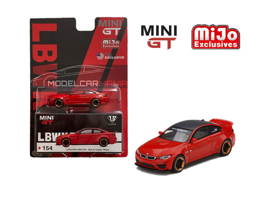 1:64 Mini GT #154 LB Works BMW M4 - Red w/Copper Wheels Limited Edition MGT00154