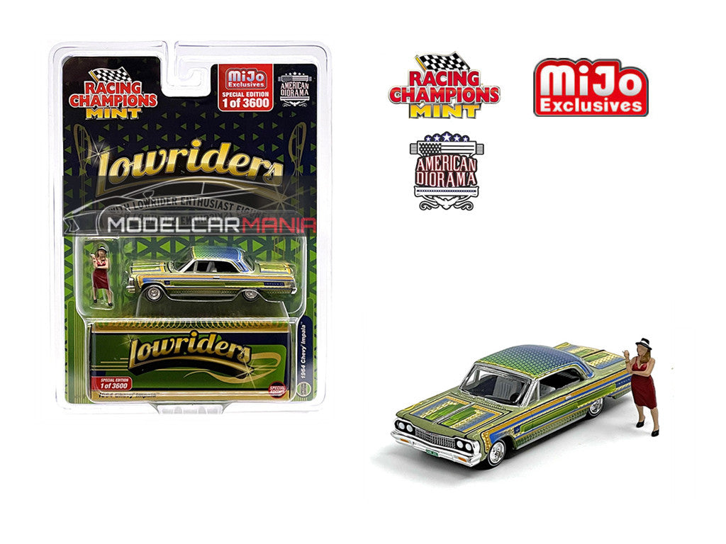 1/64 Racing Champions Lowriders 1964 Chevrolet Impala SS With American Diorama Figure Limited Edition RCCP1014