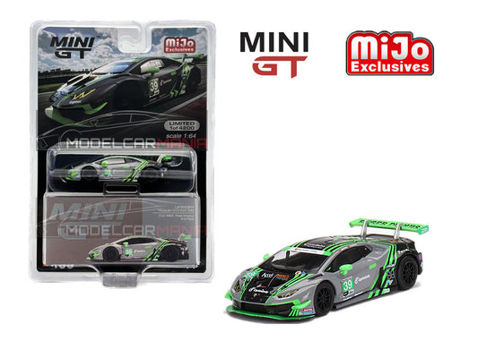 Mini GT 1:64 Lamborghini Huracán GT3 EVO #39 2022 IMSA Road America 2nd Place Limited Edition MGT00499