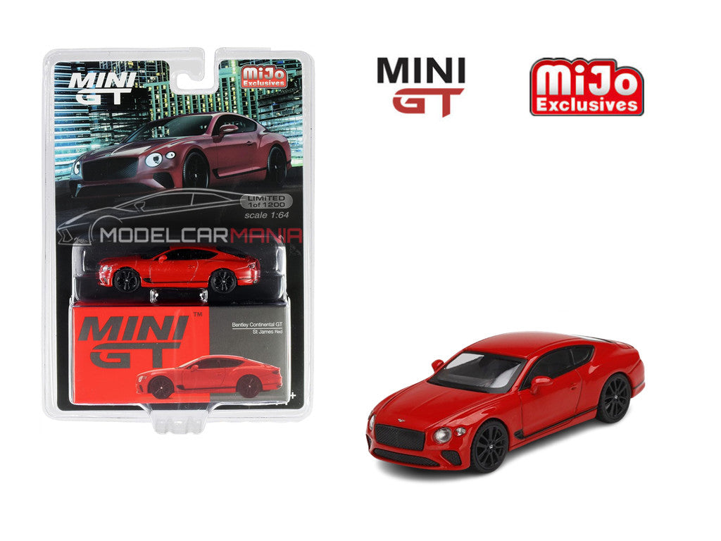 1/64 Mini GT #216 Bentley Continental GT St James Red Limited Edition mgt00216